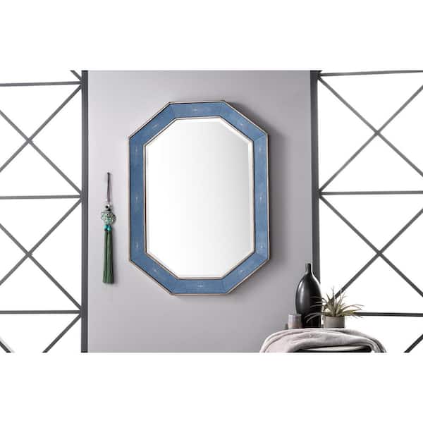 Tangent 30 in. W x 41 in. H Hexagonal Framed Wall Mirror in Delft Blue