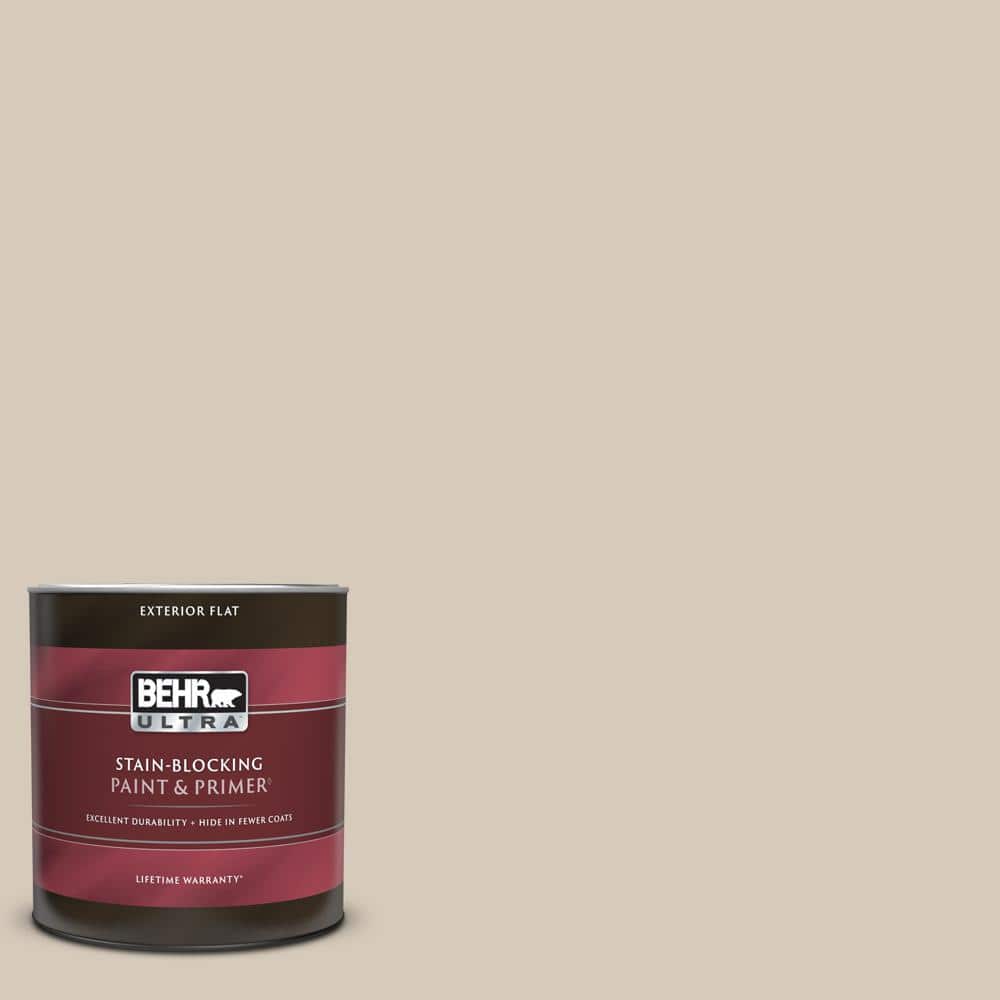BEHR ULTRA 1 qt. PPU512 Almond Wisp Flat Exterior Paint & Primer