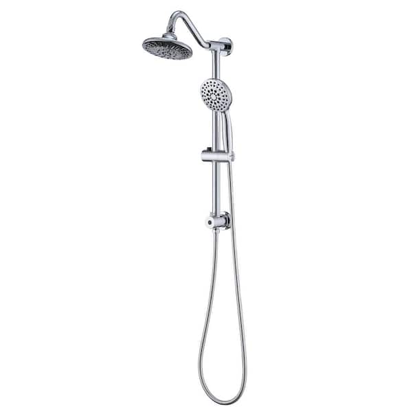 6-Spray Multifunction Wall Bar Round Rain Shower Faucet Kit with Handheld Shower in Chrome