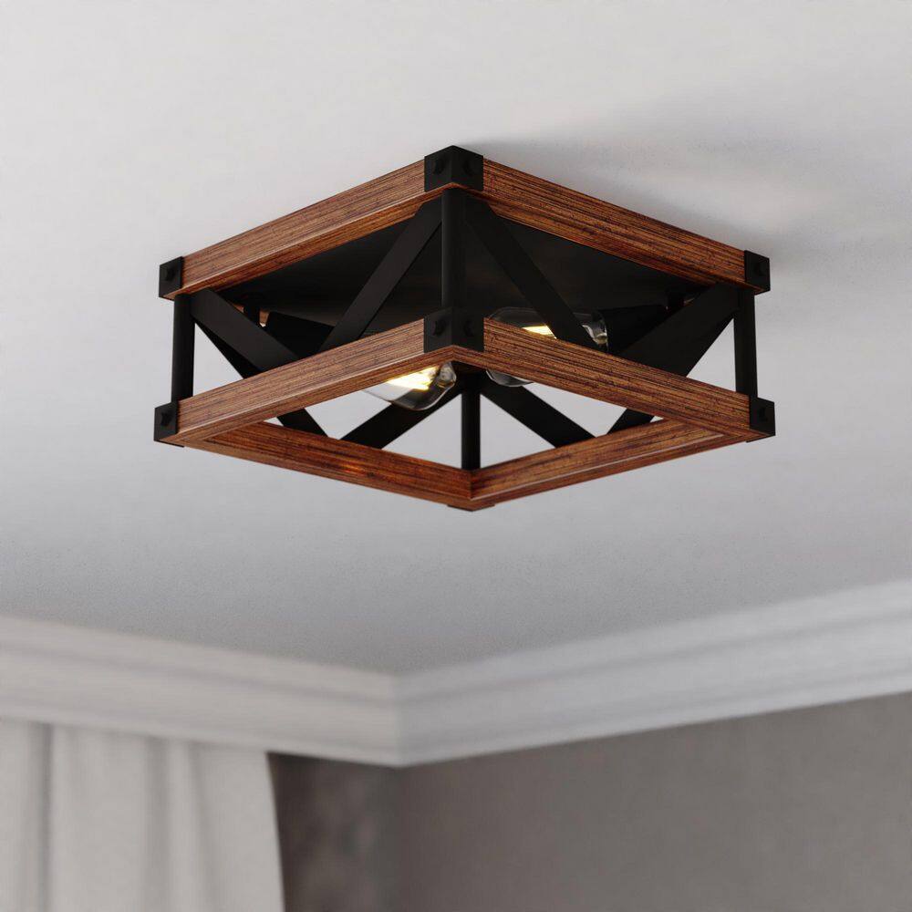 Wade 13-Inch Matte Black Glass Flush Mount Ceiling Light