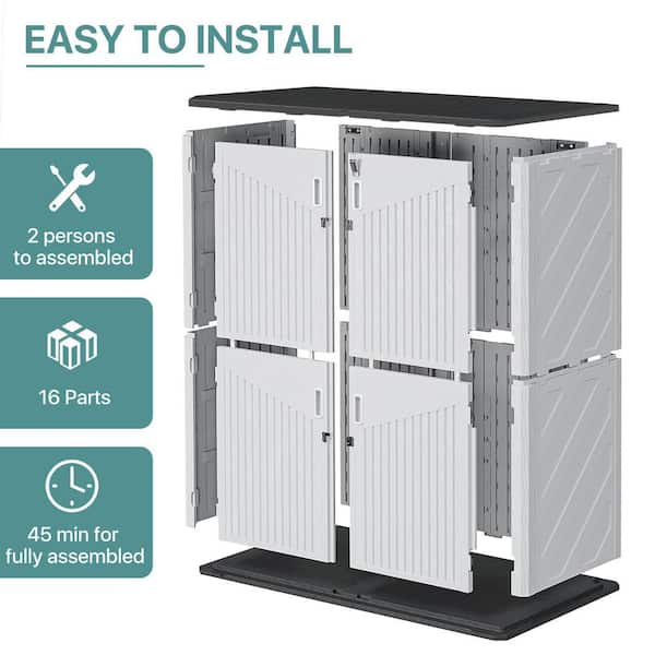Sizzim 52 in. W x 30 in. D x 75 in. H White Resin Storage Shed