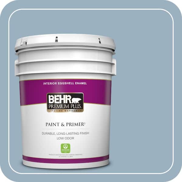 BEHR PREMIUM PLUS 5 gal. #ECC-32-1 Cloudless Day Eggshell Enamel Low Odor Interior Paint & Primer