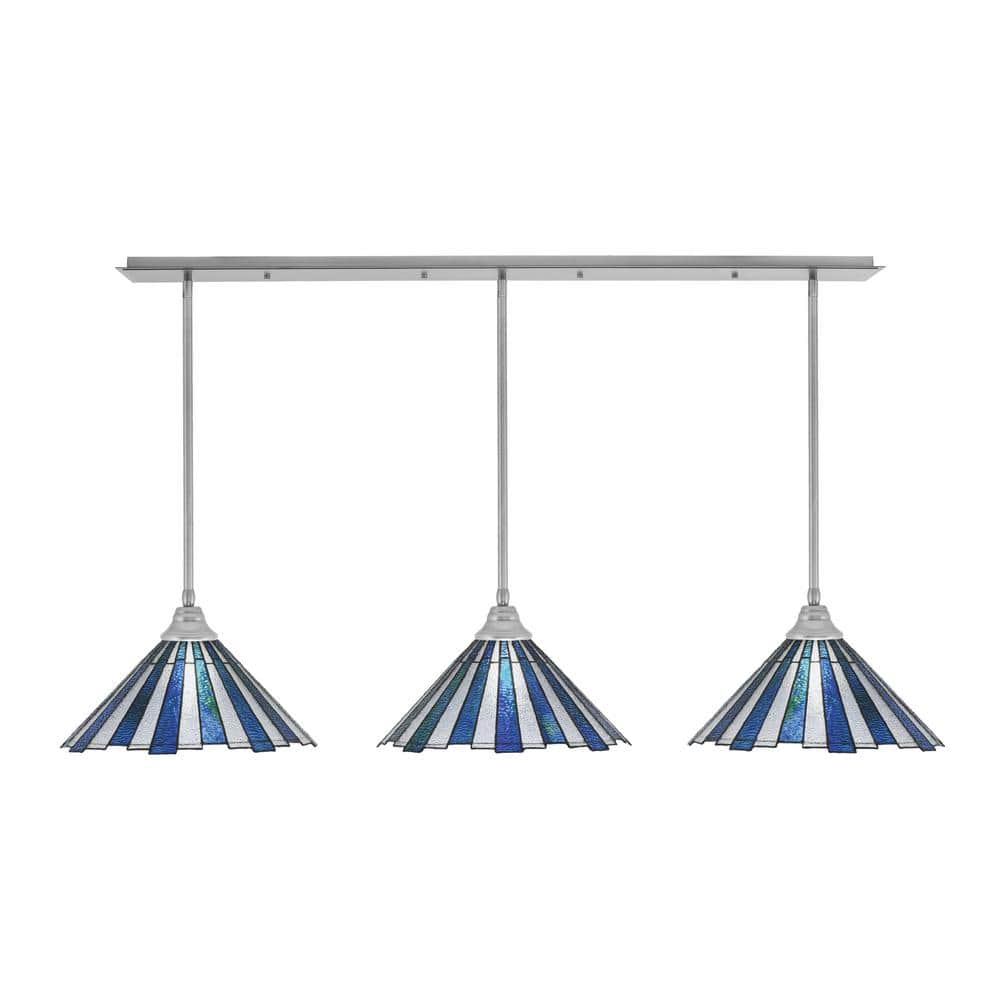 Livingston 3 Light Brushed Nickel Linear Chandelier for Kitchen Island wit