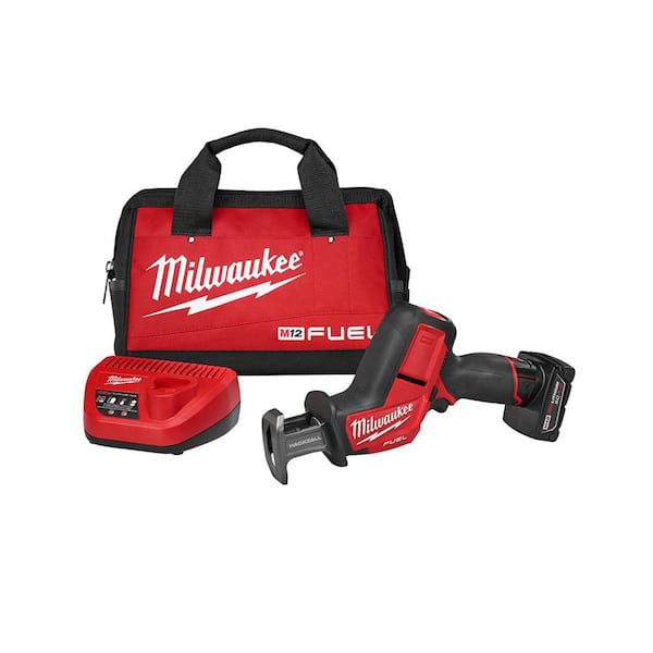 Milwaukee M12 FUEL 12V Lithium-Ion Brushless Cordless HACKZALL Reciprocating Saw Kit w/ One 4.0Ah Batteries Charger & Tool Bag