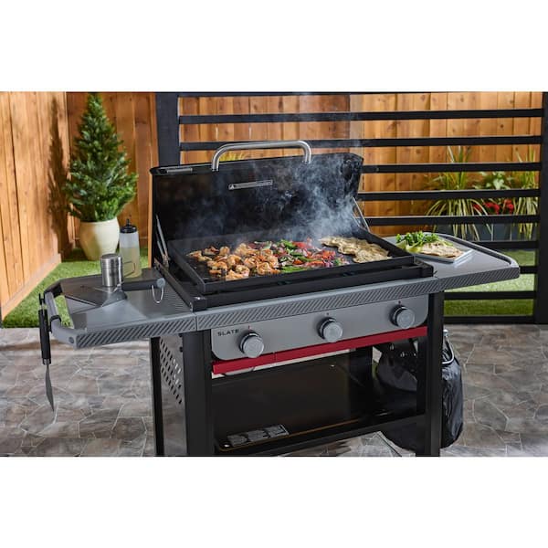 Slate Griddle 3-Burner Natural Gas 28 in. Rust-Resistant Flat Top Grill in Black