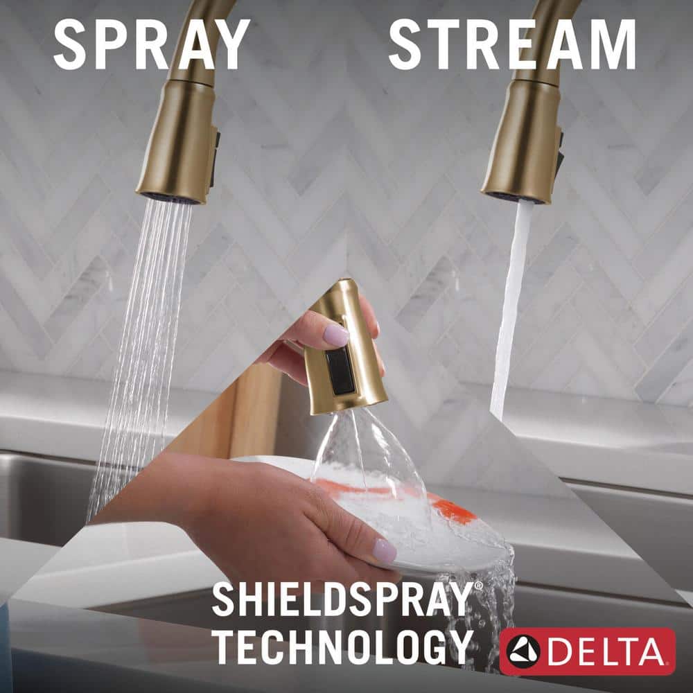 Champagne Bronze Touch Kitchen Faucet with Pull-out Spray