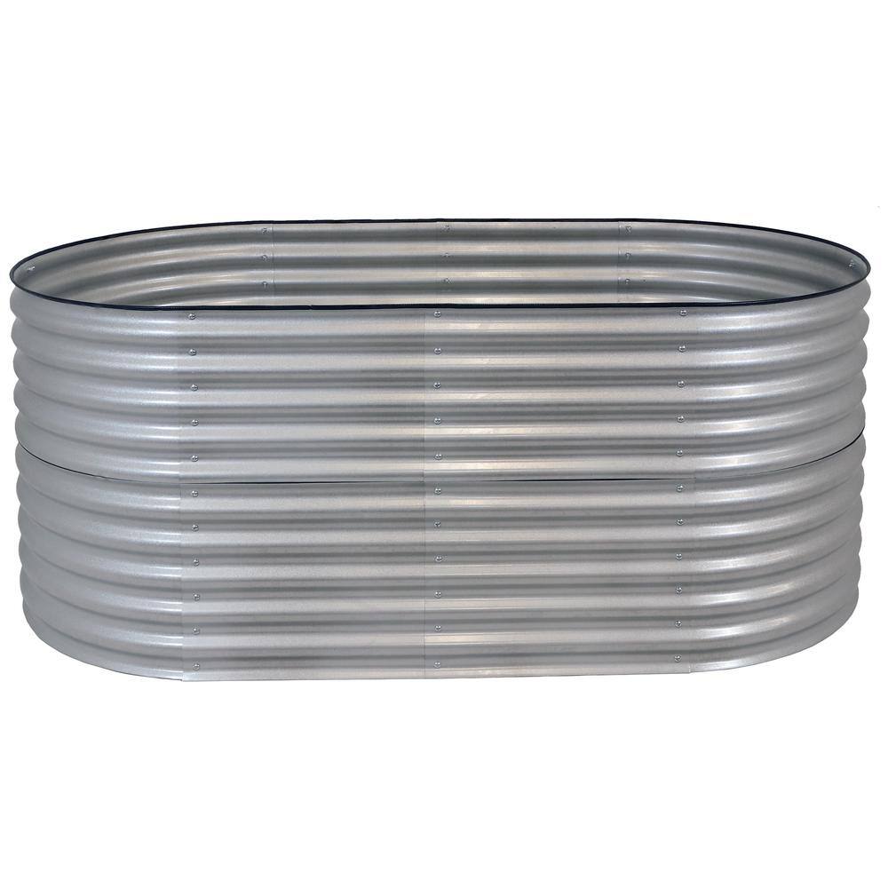 Large Silver Galvalume Steel Raised Garden Bed for Outdoor Use