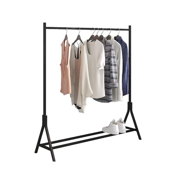 Black 1-Shelf Metal Freestanding Single Pole Clothes Rack( 47.2 in. W x 51.7 in. H x 13.7 in. D)