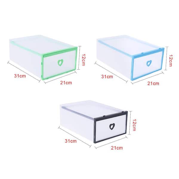 Clear Plastic Shoe Storage Boxes Stackable Organizer Box Bin Case