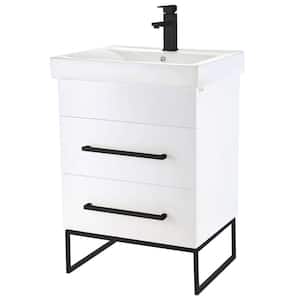 Concordia 24 in. W x 18 in. D x 33.50 in. H Bathroom Vanity Side Cabinet in White Matte with White Ceramic Top