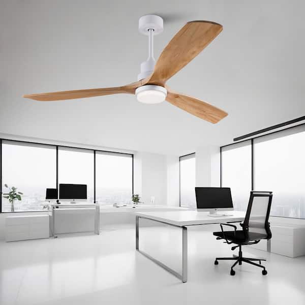 60 in. Antique White Oak Downrod Mount Standard Ceiling Fan with Integrated LED and Remote Control Included