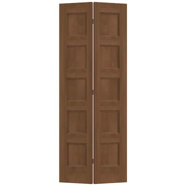 JELD-WEN 36 in. x 80 in. Conmore Hazelnut Stain Smooth Hollow Core Molded Composite Interior Closet Bi-Fold Door