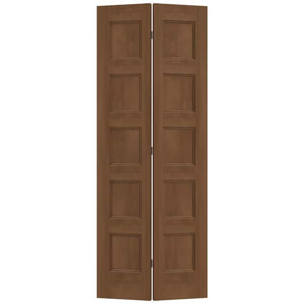 36 in. x 80 in. Conmore Hazelnut Stain Smooth Hollow Core Molded Composite Interior Closet Bi-Fold Door