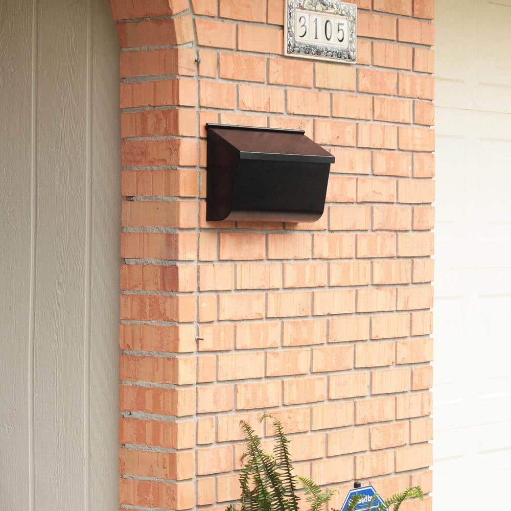 Medium Black Powder-Coated Steel Wall Mount Mailbox