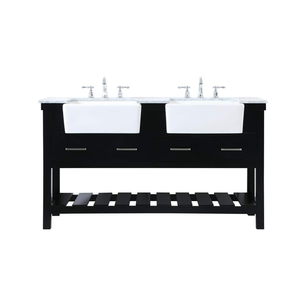 Simply Living 60 in. W x 22 in. D x 34.125 in. H Bath Vanity in Black with 