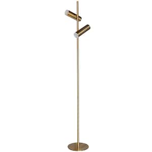 Constance 62.25 in. Aged Brass 2-Light Dimmable Standard Floor Lamp