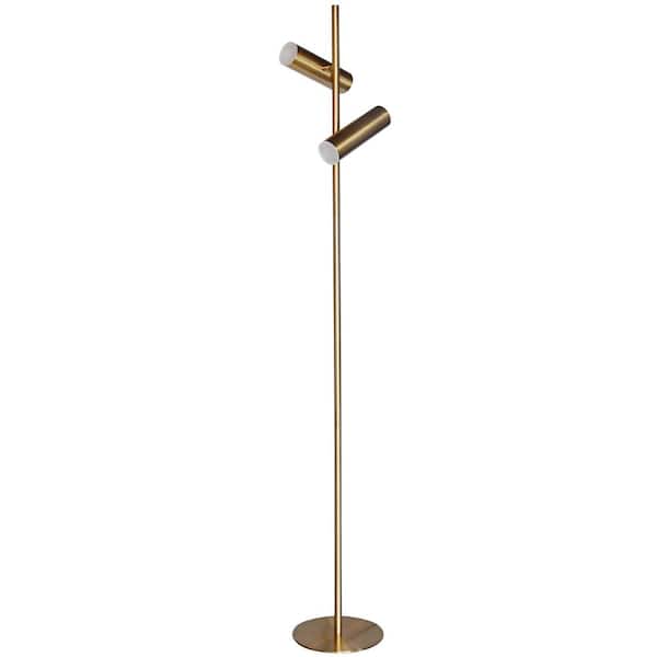 Dainolite Constance 62.25 in. Aged Brass 2-Light Dimmable Standard Floor Lamp