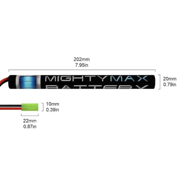 MIGHTY MAX BATTERY 8.4V NiMH 1600mAh Replaces AK Airsoft Stick Type Battery  Mini #11329 MAX3440228 - The Home Depot