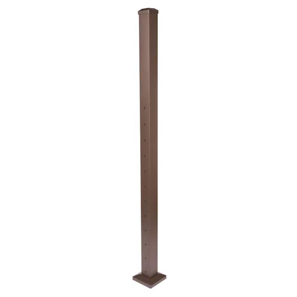 Cable Rail 2-1/2 in. x 2-1/2 in. x 54 in. Weathered Brown Aluminum Stair Middle Post for Cable Railing System
