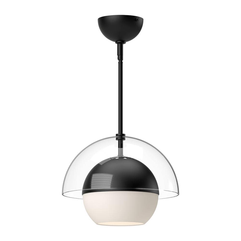Matte Black and Opal Glass Single Pendant Light