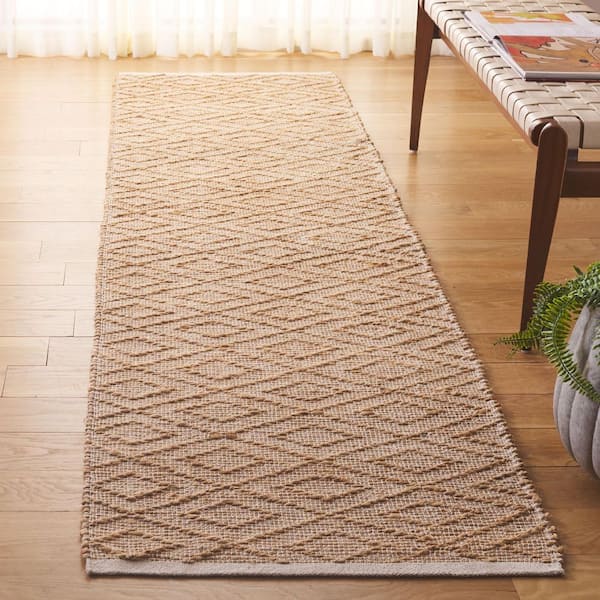 Natural Fiber 2 ft. x 9 ft. Natural Geometric Runner Rug