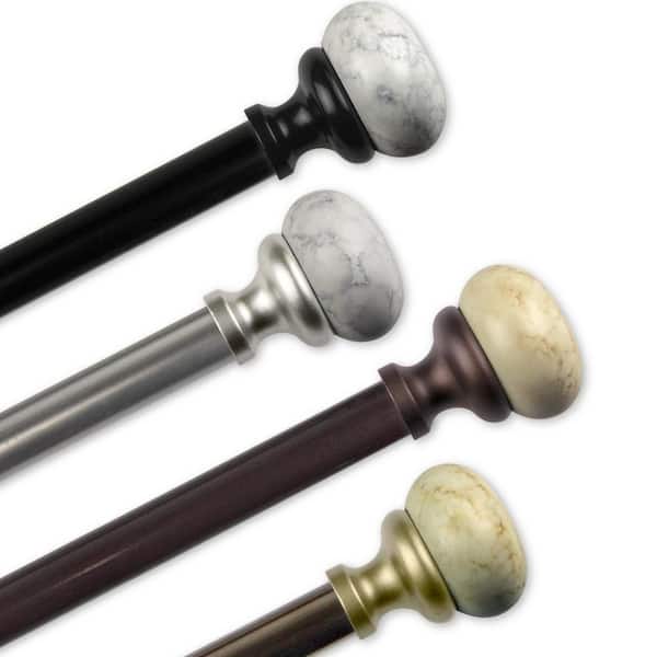 EMOH 13/16" Dia Adjustable 18-28" Single Curtain Rod in Cocoa with Johona Finials