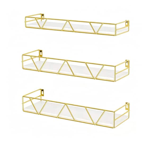 15.74-in. W x 5.11-in. D x 2.63-in. H Gold Ready-to-Assemble Floating Shelf