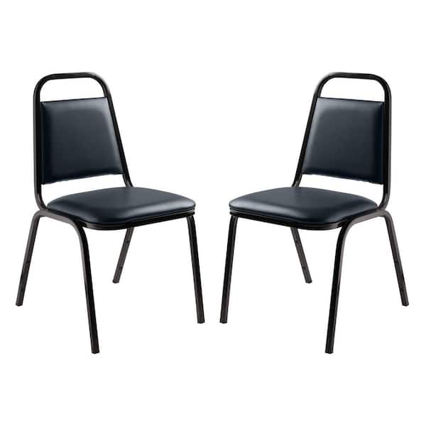 National Public Seating Midnight Blue Seat Black Sandtex Frame Vinyl Upholstered Stack Chair (Pack of 2)