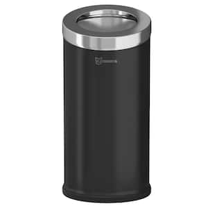 15 Gal. Black Stainless Steel Trash Can with Galvanized Inner Bin, Round Beveled Open Top Bin for Office Lobby, Restroom