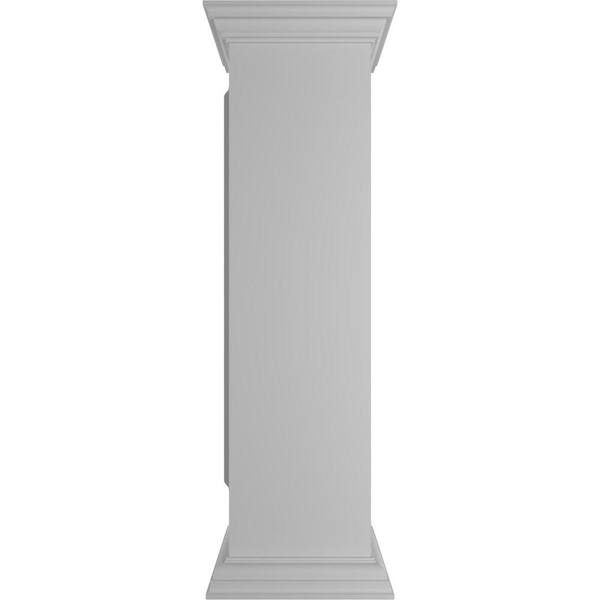 Ekena Millwork Corner 48 in. x 12 in. White Box Newel Post with Panel, Peaked Capital and Base Trim (Installation Kit Included)