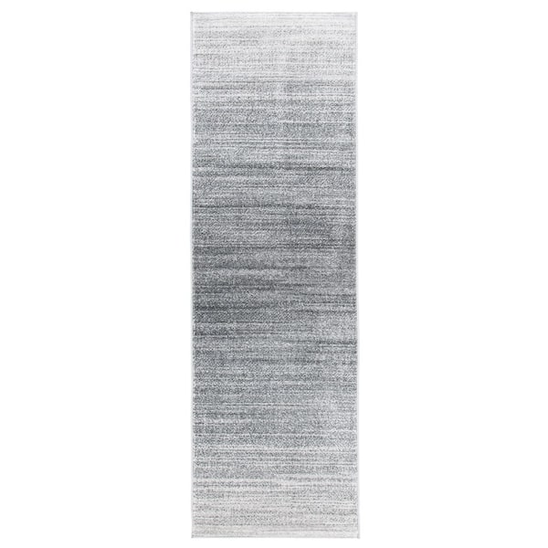 Adirondack 3 ft. x 12 ft. Gray/Ivory Gradient Runner Rug