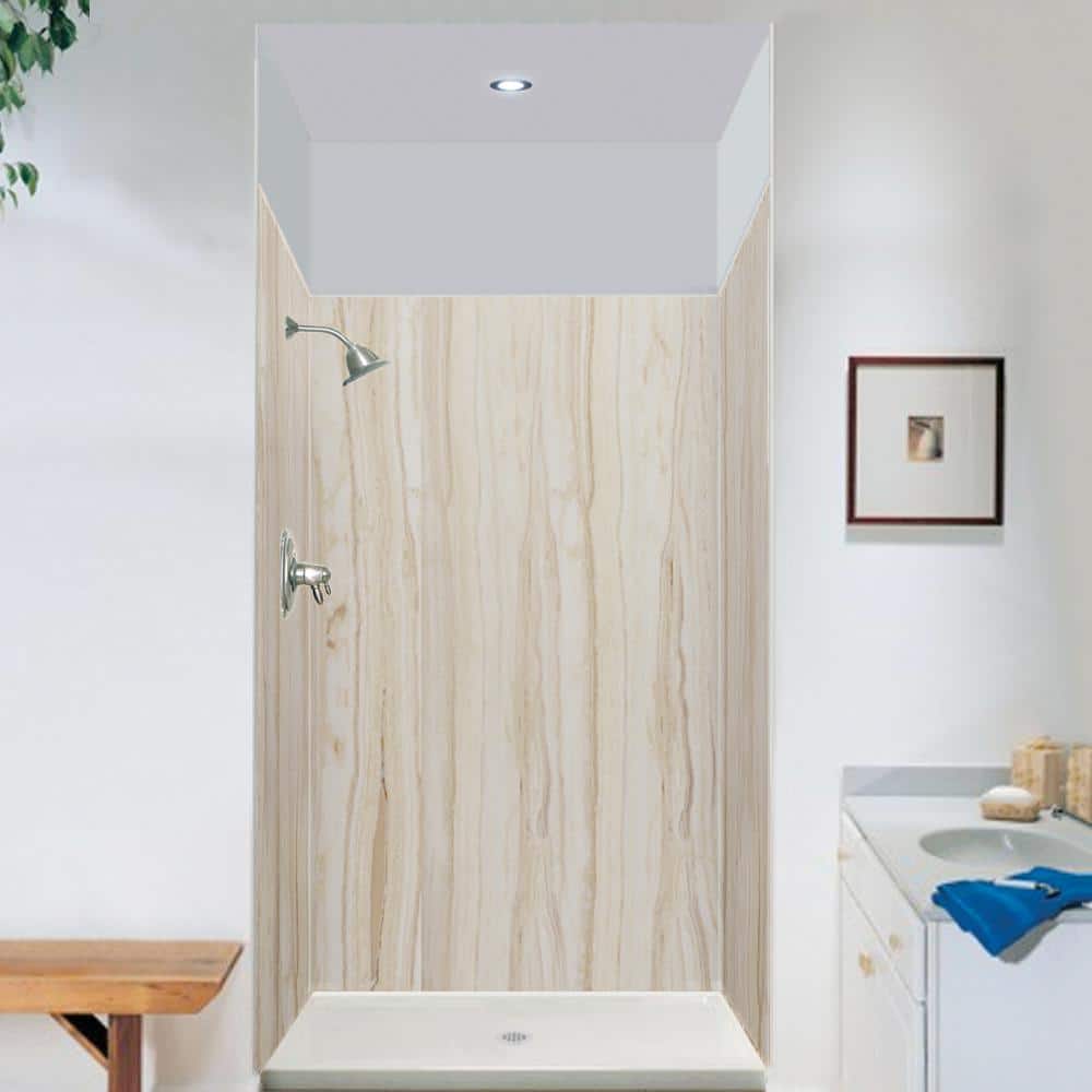 Sorento Beige Composite Solid Surface Shower Wall Kit, 36" x 48" x 72"