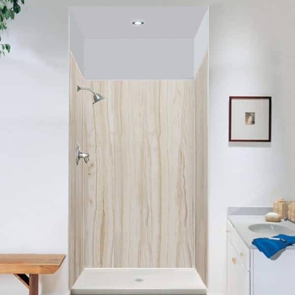 Transolid Expressions 36 in. x 48 in. x 72 in. 3-Piece Easy Up Adhesive Alcove Shower Wall Surround in Sorento
