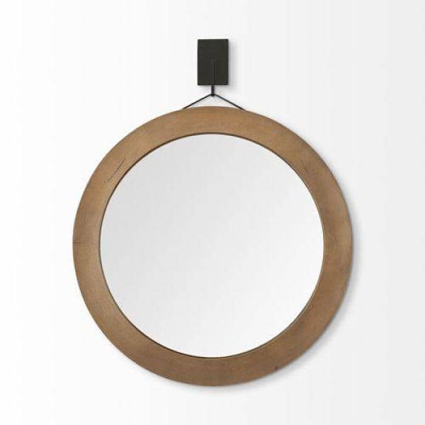 Large Round Brown Classic Mirror (43.50 in. H x 43.50 in. W)