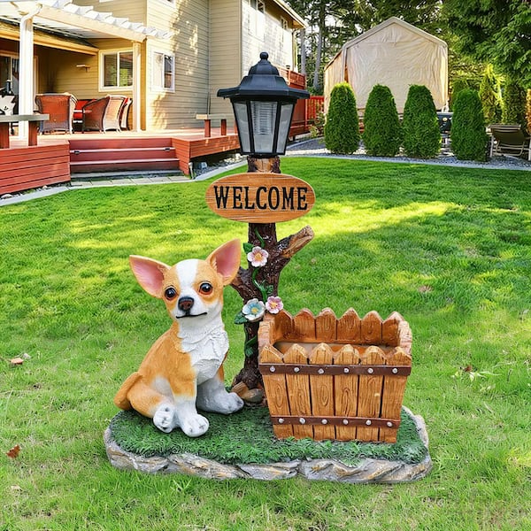 Garden Dog Statue Decoration, 16.9 in. L x 9 in. W x 15.4 in. H