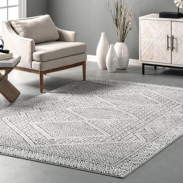 Mozaik Tribal Light Gray 10 ft. x 14 ft. Area Rug
