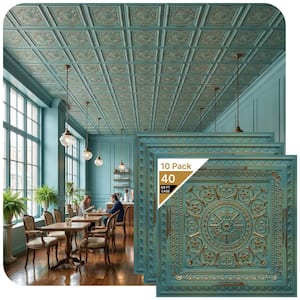 La Scala Vintage Tin 2 ft. x 2 ft. PVC Glue-up or Lay-in Faux Tin Ceiling Tile (40 sq. ft./Case)