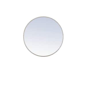 Timeless Home 28 in. W x 28 in. H x Contemporary Metal Framed Round Silver Mirror