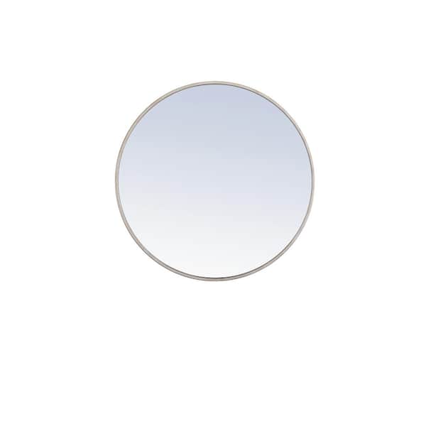 Unbranded Timeless Home 28 in. W x 28 in. H x Contemporary Metal Framed Round Silver Mirror