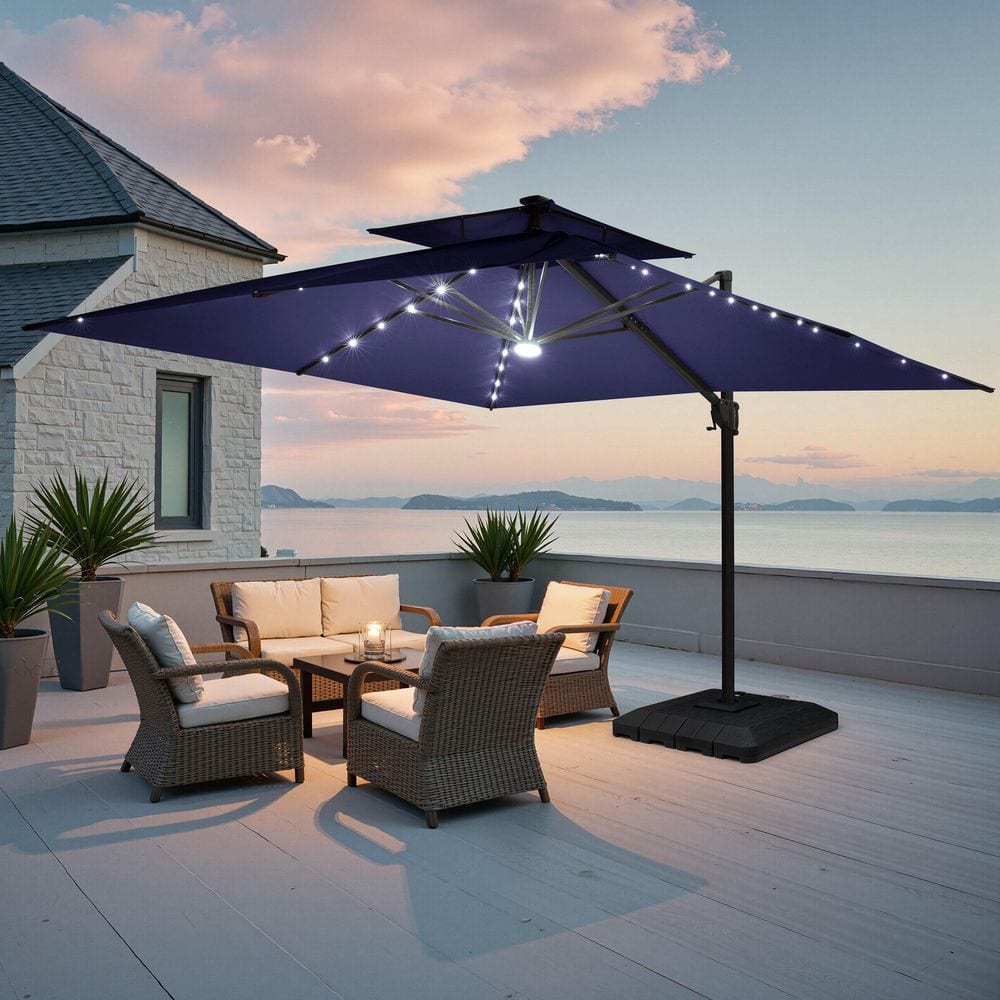 abba patio 11 foot offset cantilever patio hanging umbrella Abba Patio 11-Feet Offset Cantilever Umbrella Outdoor Patio Hanging Umbrella  with Cross Base, Red - Bed Bath & Beyond