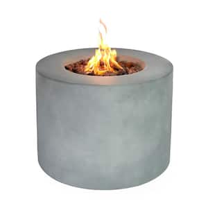 32 in. W x 24.6 in. H 40,000 BTU Round Propane Gas Grey Concrete Frame Fire Pit Table