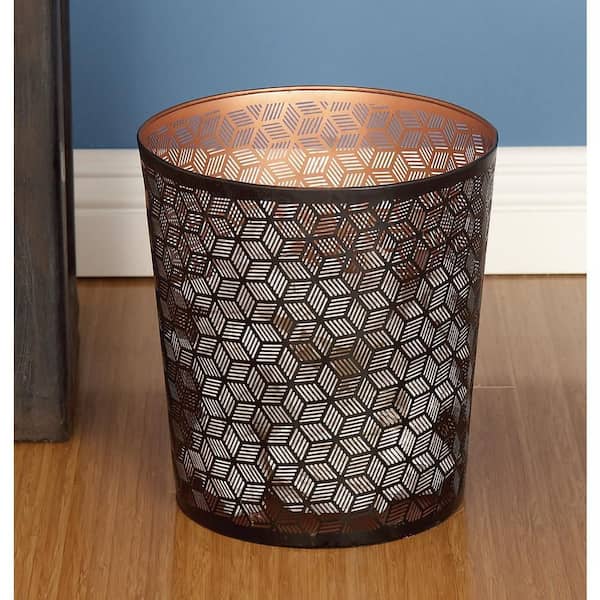 Litton Lane 10 in. x 9 in. Black Metal Glam Small Waste Bin