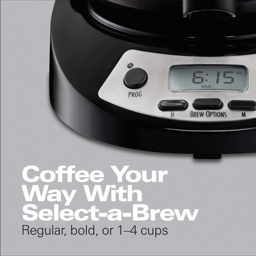 12-Cup Black Stainless Steel Programmable Drip Coffee Maker