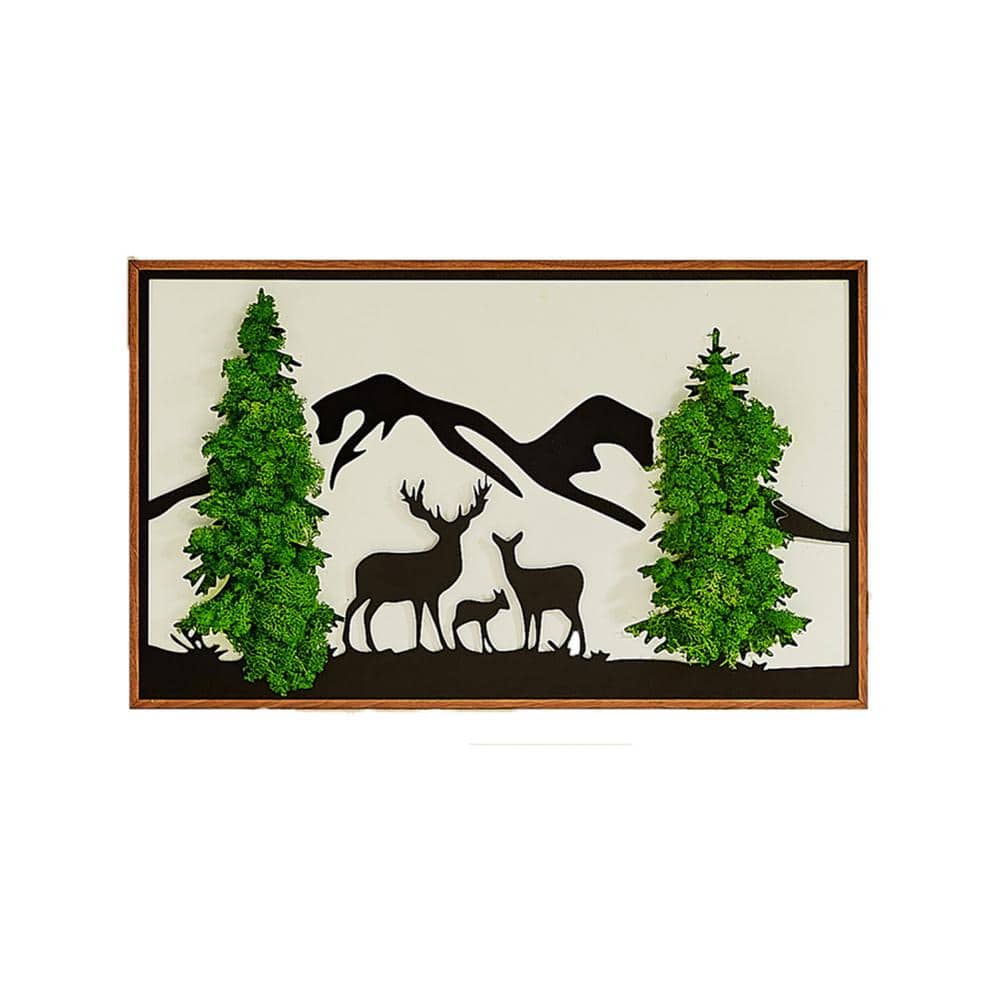 Green Deer Metal Art Moss Wall Decor, Metal Wall Decor
