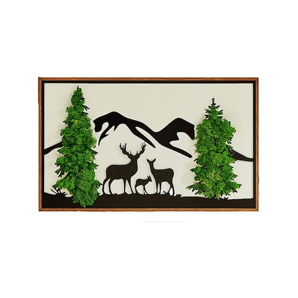 Unbranded Green Deer Metal Art Moss Wall Decor, Metal Wall Decor