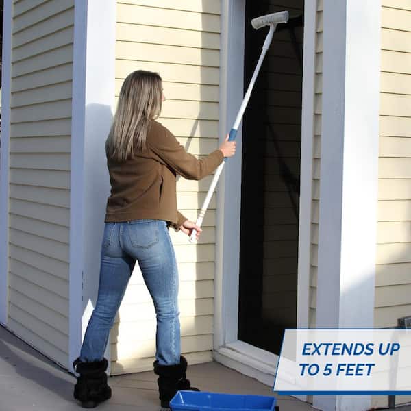 14 in. Microfiber Window Squeegee and Scrubber with 5 ft. Telescoping Pole