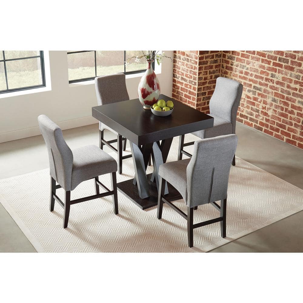 Modern Cappuccino Square Counter-Height Dining Table with Crisscross Base
