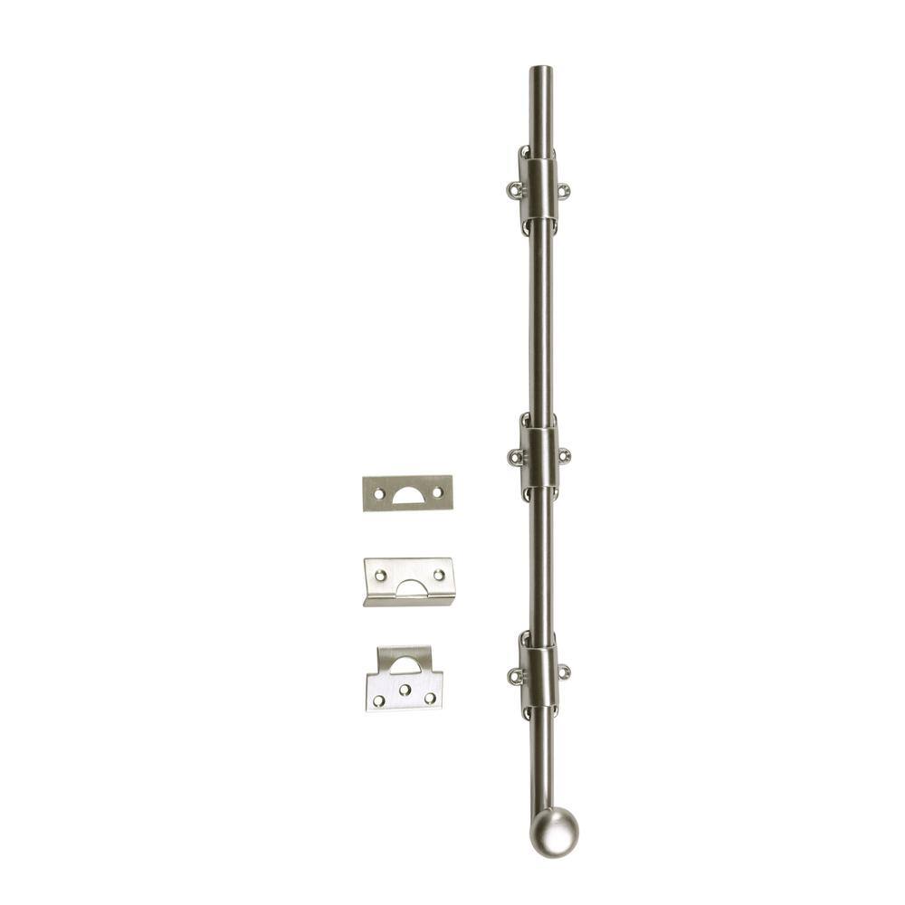 18 in. Heavy-Duty Solid Brass Satin Chrome Surface Bolt with Round Knob price history on PriceWatchPro
