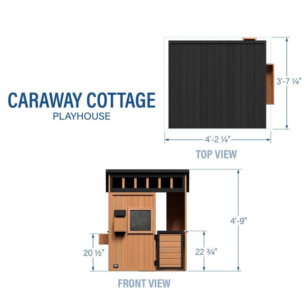 Caraway Cottage Cedar Wood Kids Outdoor Playhouse with Kitchen