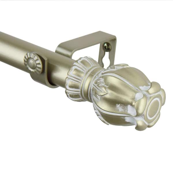 Rod Desyne Regent 160 in. - 240 in. Adjustable 1 in. Dia Single Curtain Rod in Light Gold